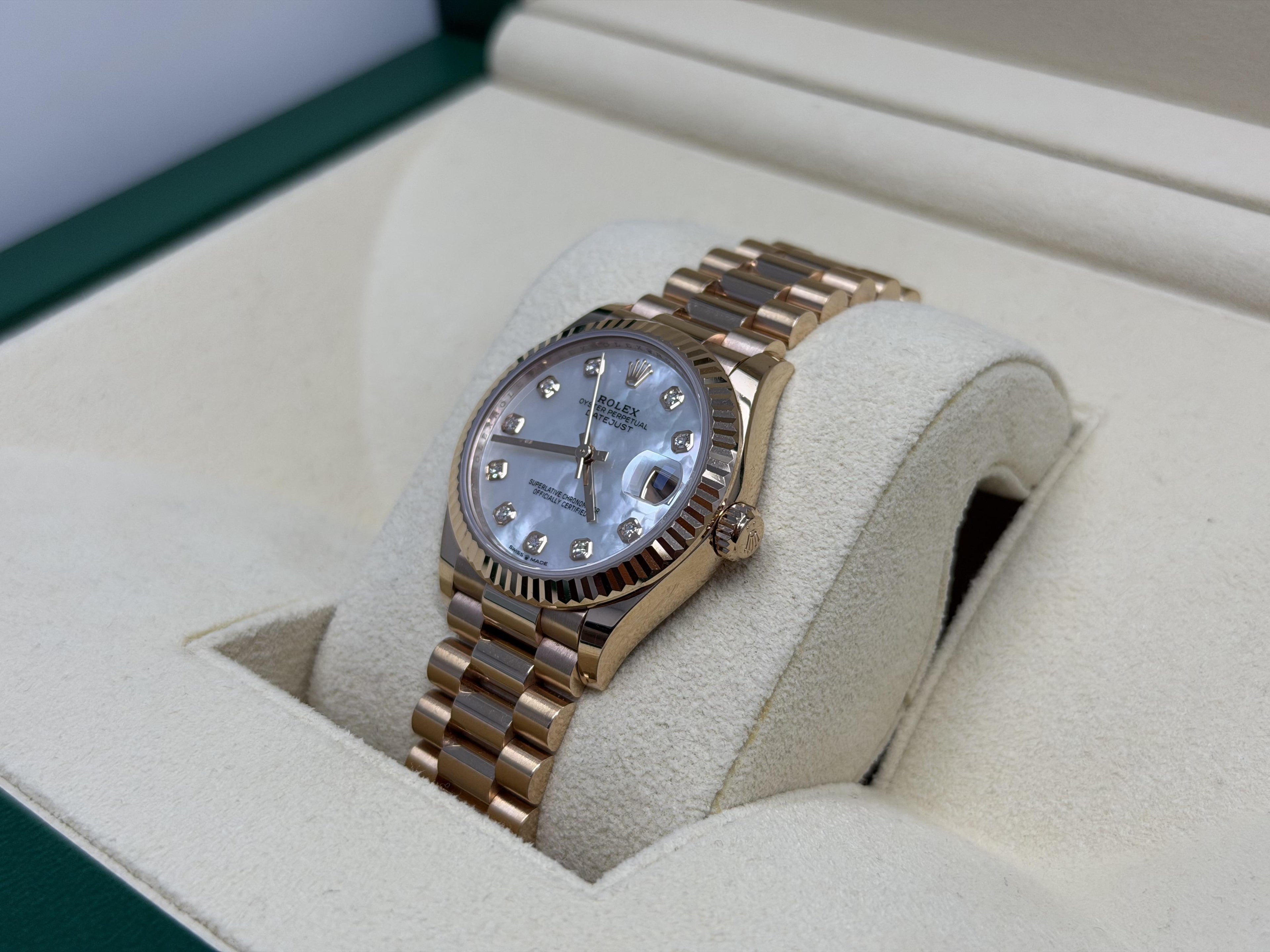2024 Rolex Datejust 31mm President Band-Mother Pearl Dial-Rose-gold 278275