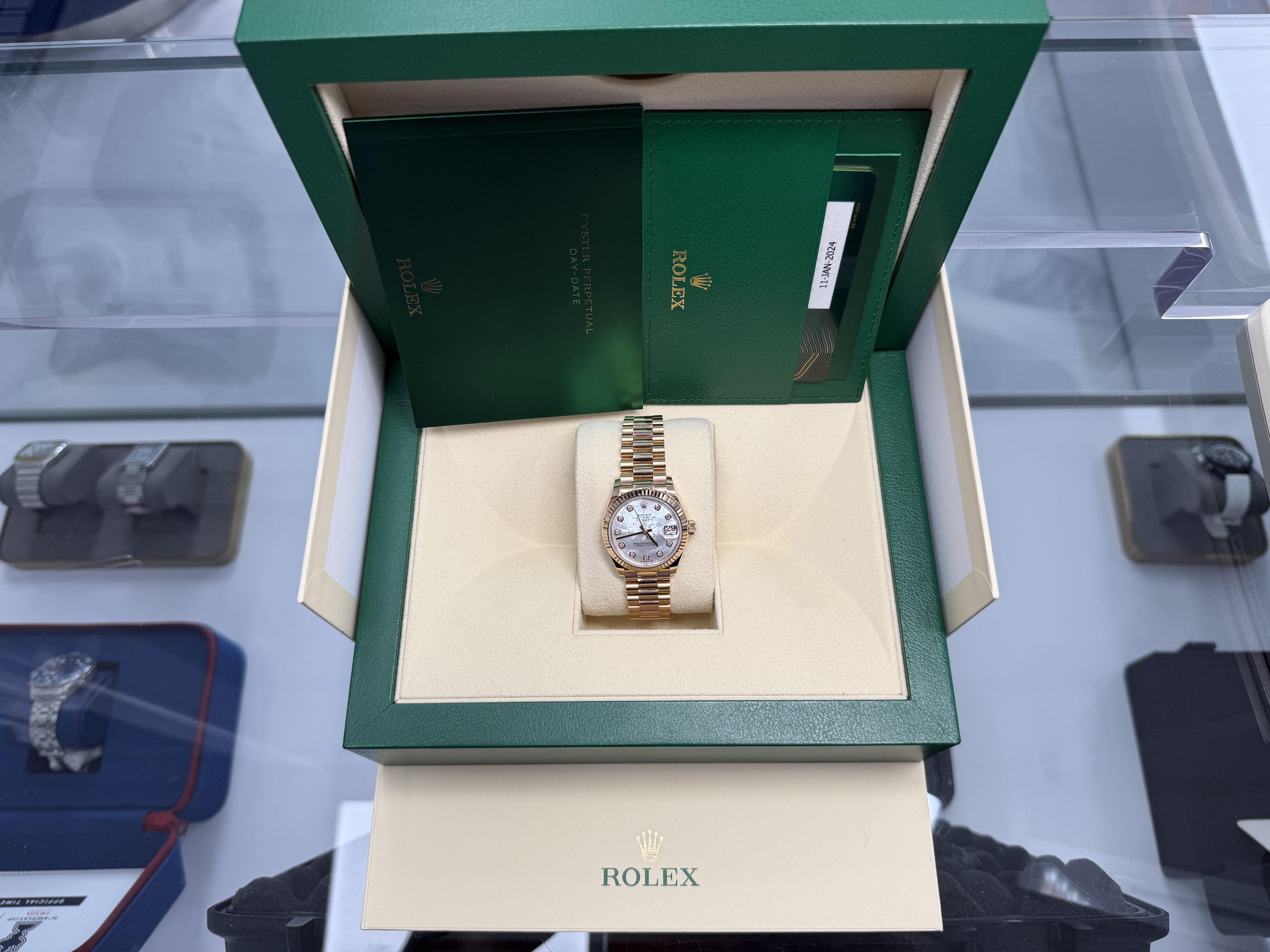 2024 Rolex Datejust 31mm President Band-Mother Pearl Dial-Rose-gold 278275