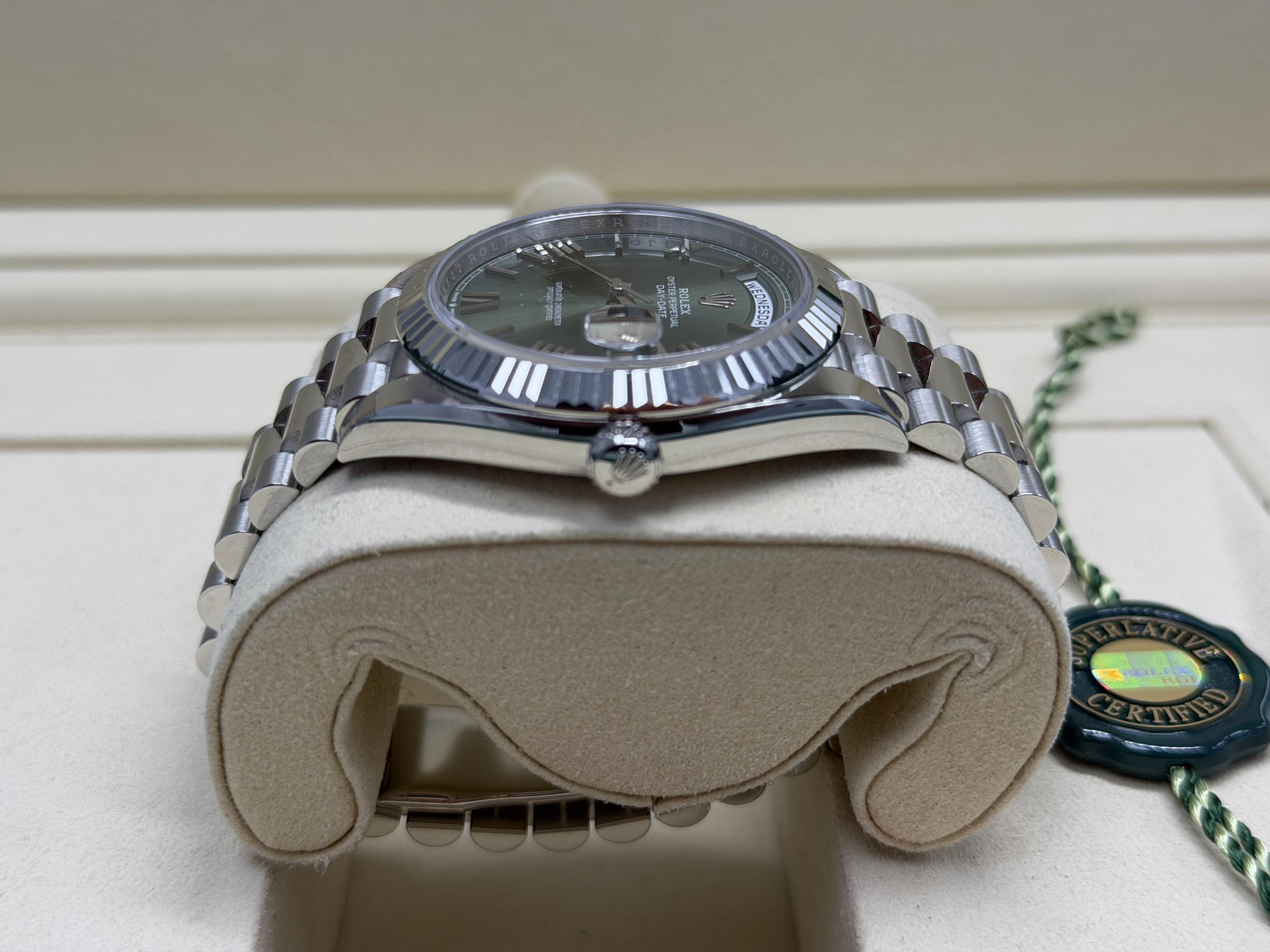 2025 Rolex Day-Date Platinum President Olive Dial 228236