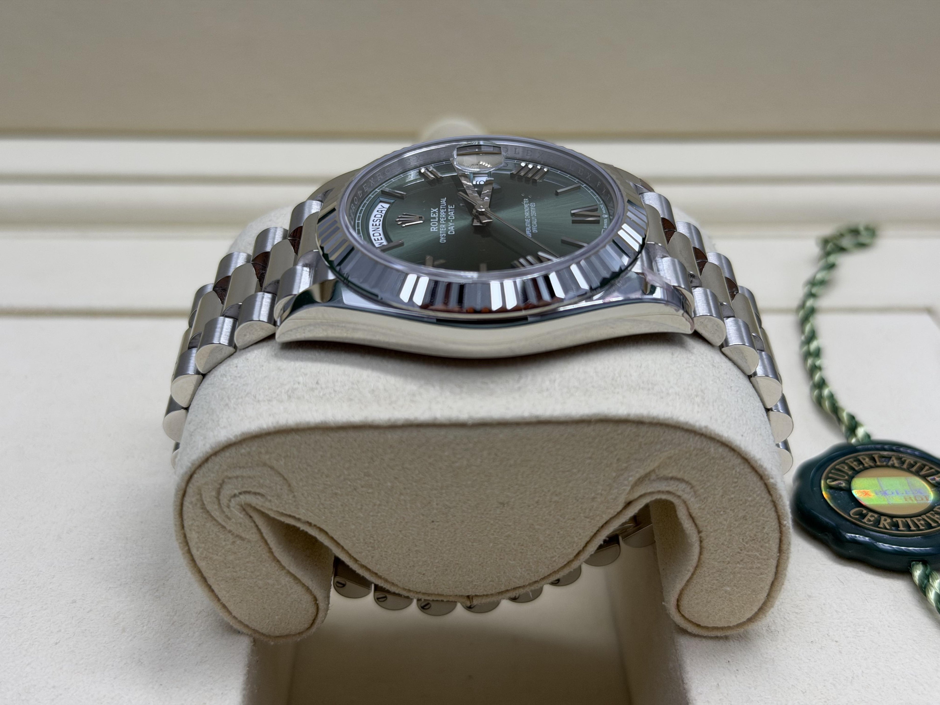 2025 Rolex Day-Date Platinum President Olive Dial 228236