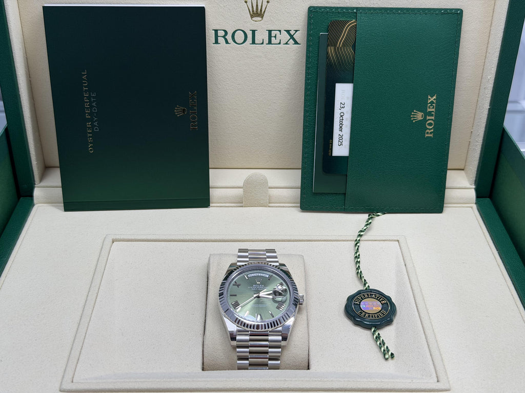 2025 Rolex Day-Date Platinum President Olive Dial 228236