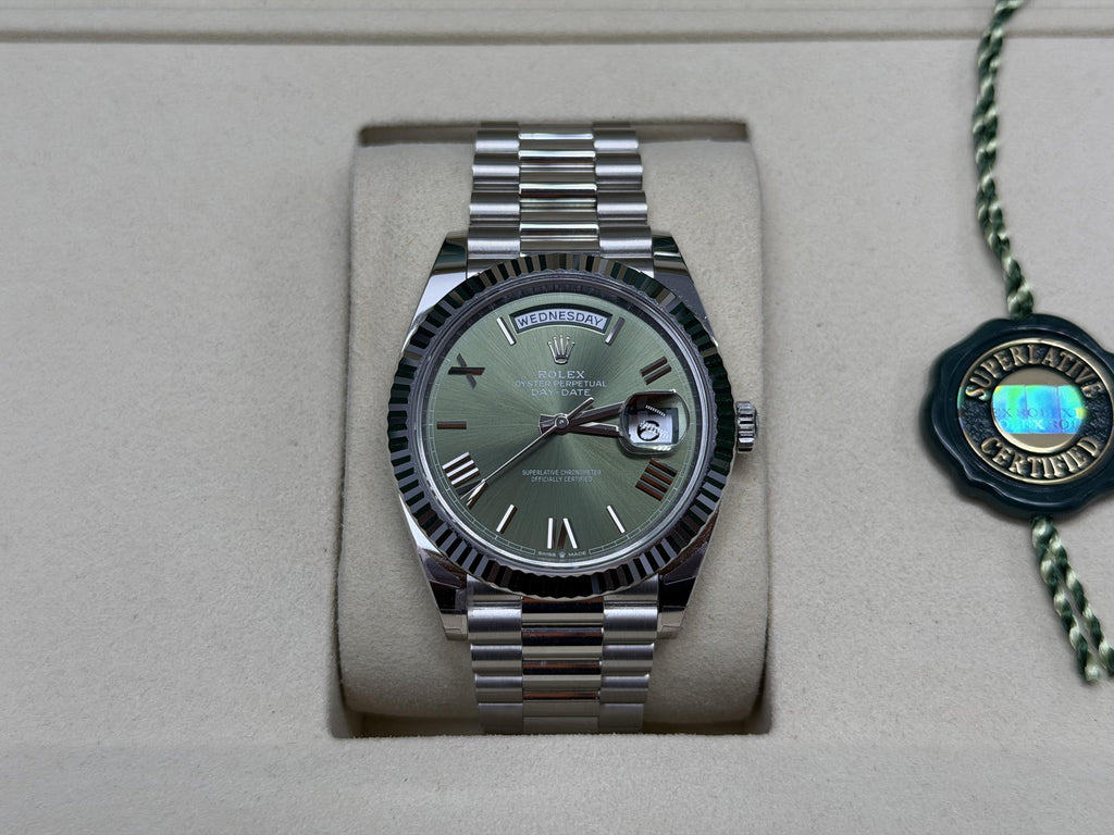 2025 Rolex Day-Date Platinum President Olive Dial 228236