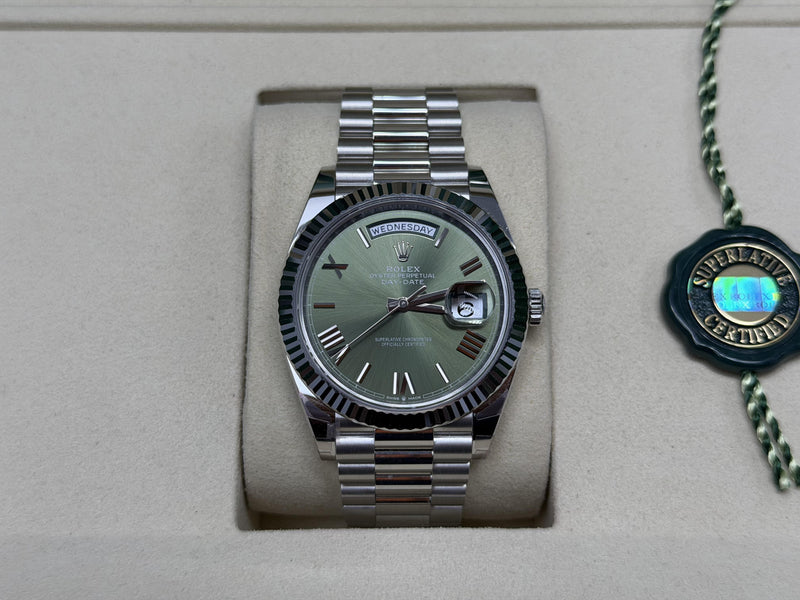 2025 Rolex Day-Date Platinum President Olive Dial 228236