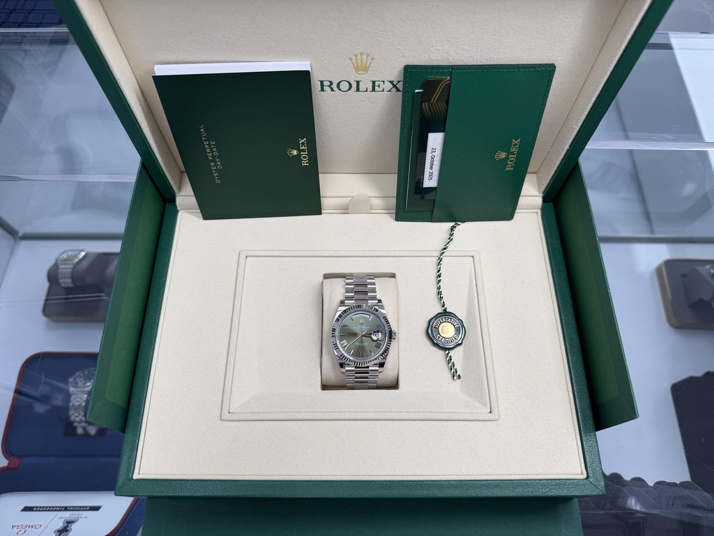 2025 Rolex Day-Date Platinum President Olive Dial 228236